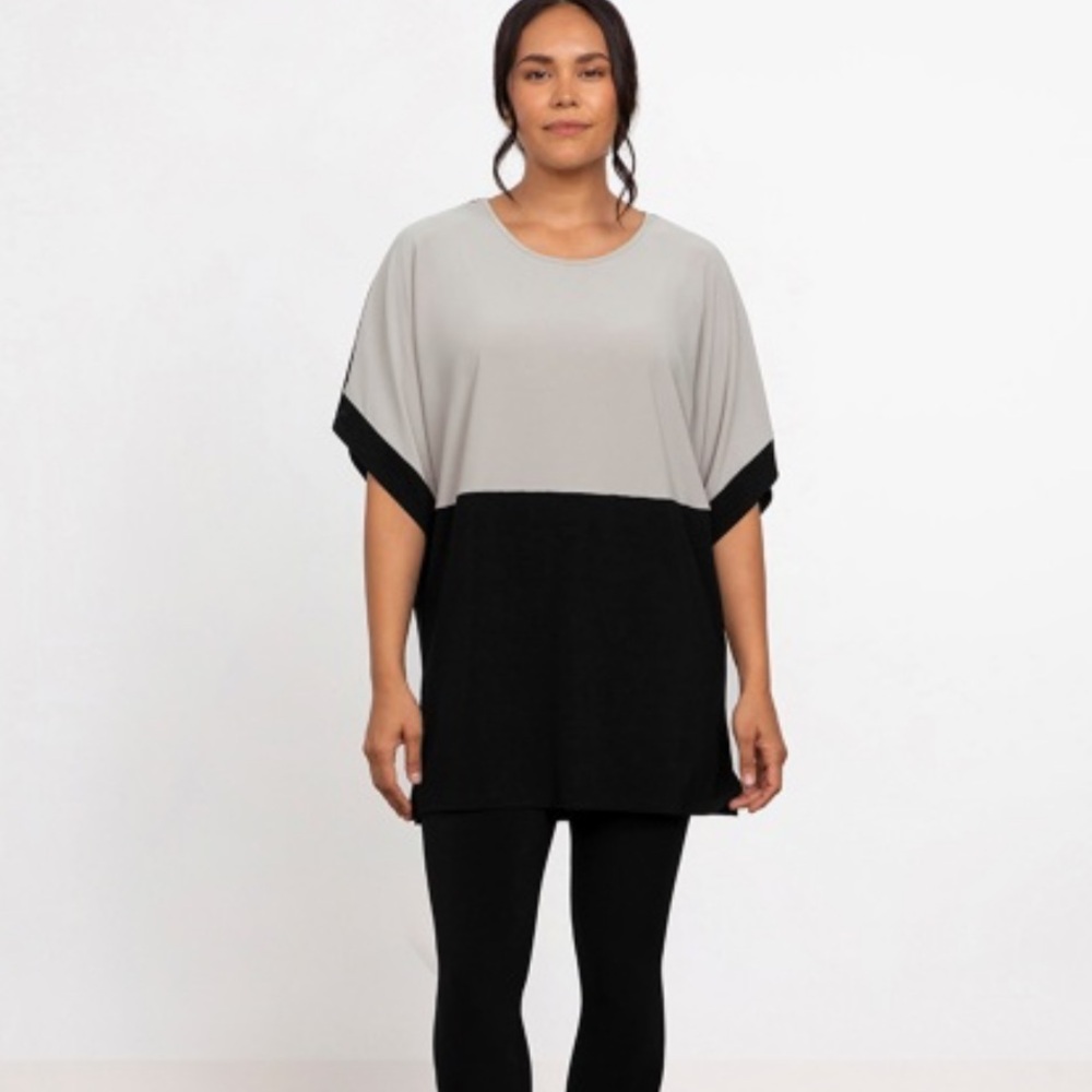 NEW Sympli Colour Block Boxy Elbow Sleeve Size 6 Sand Black Classic